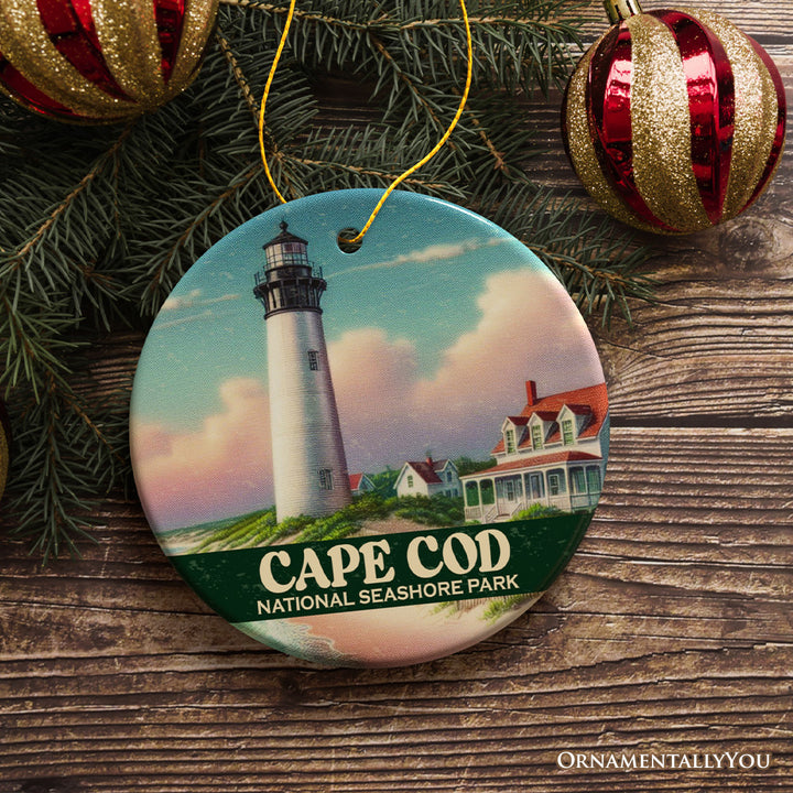 Charming Cape Cod National Seashore Park Ornament, New England Coastal Lighthouse Christmas Decor and Souvenir