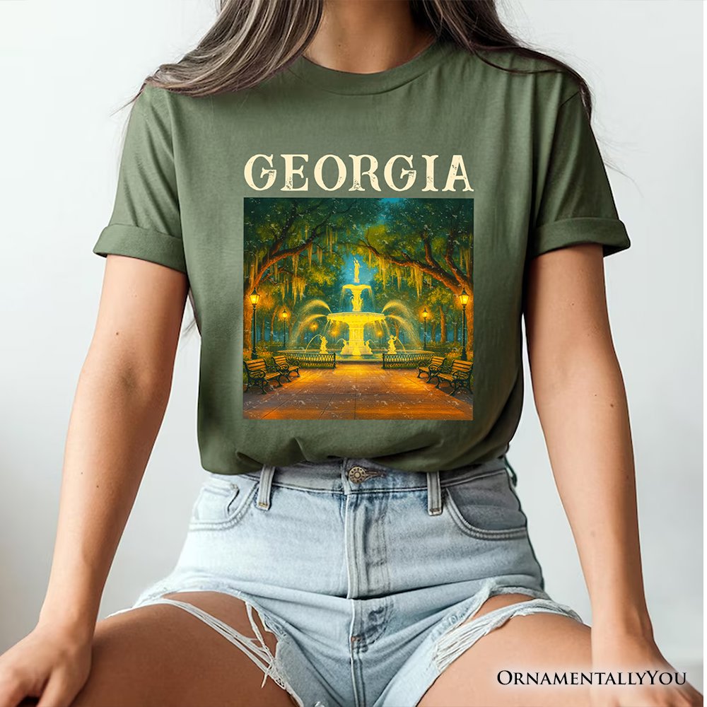 Charming Georgia State Forsyth Park T-Shirt, Savannah Landmark Tee and Southern Travel Souvenir T-Shirts OrnamentallyYou 