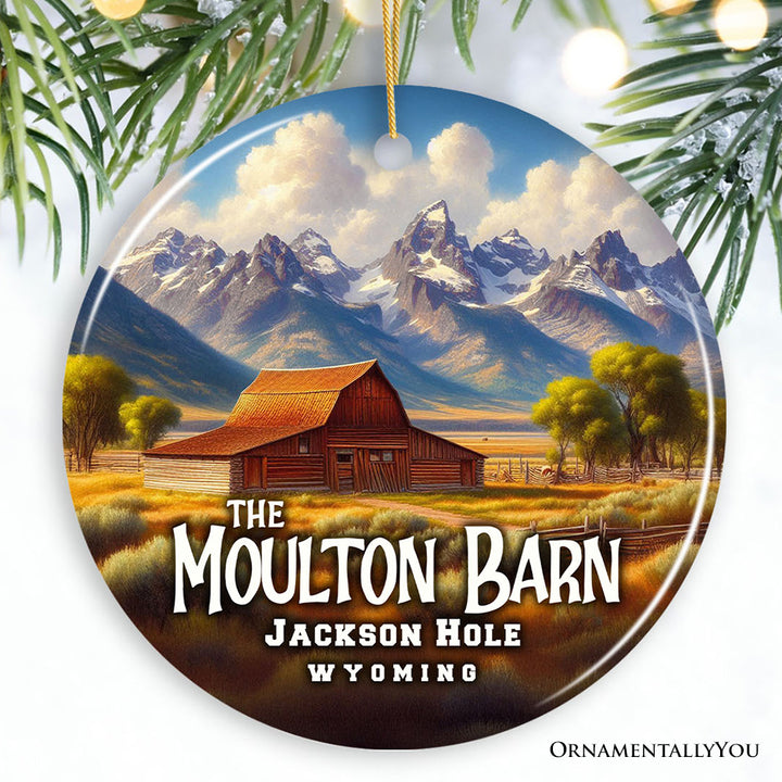 Charming Jackson Hole Mountain Town Ornament, Wyoming Landmark Christmas Gift and Rustic Western Souvenir