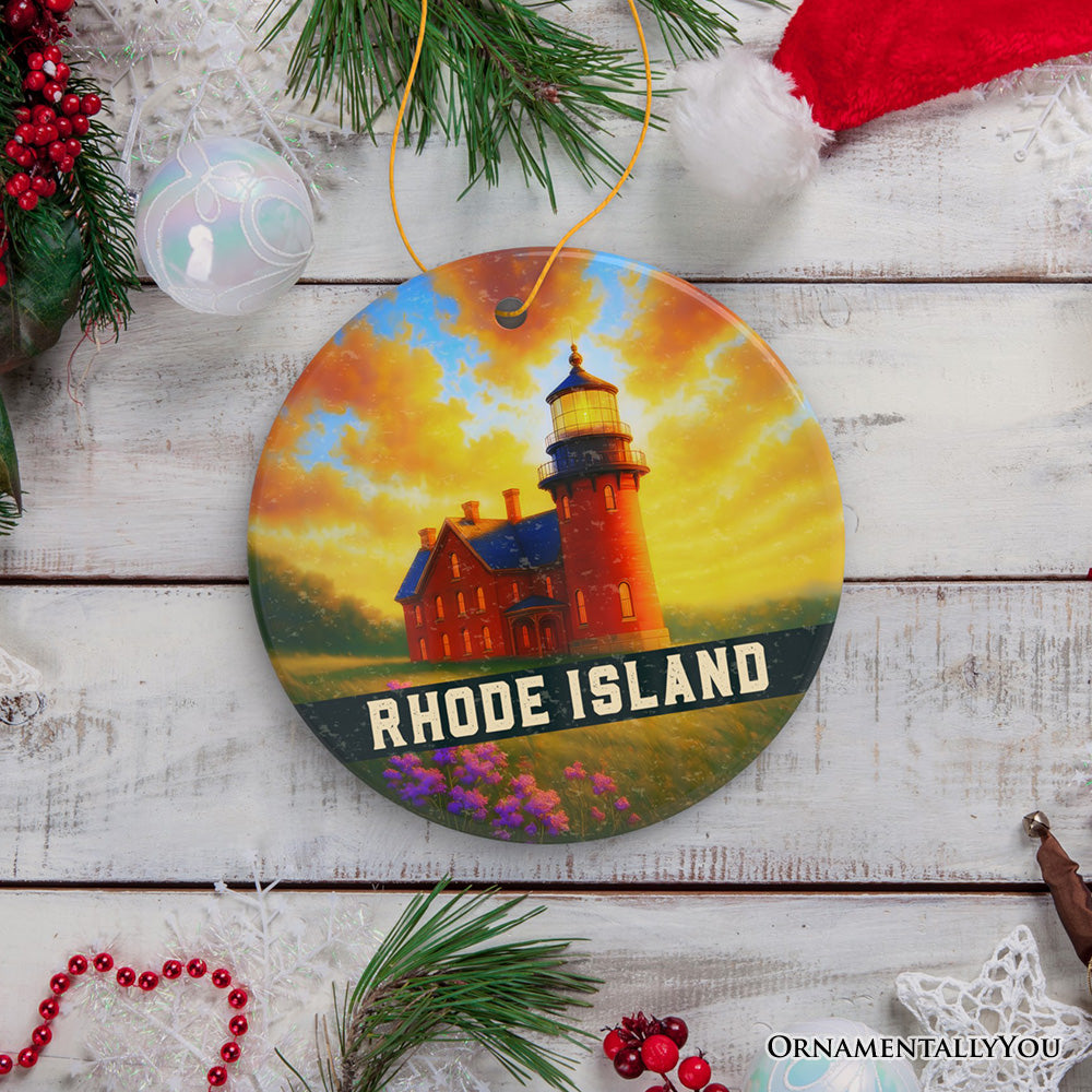 Charming Rhode Island Southeast Lighthouse Ornament, Block Island Coastal Landmark Christmas Gift and Seaside Souvenir