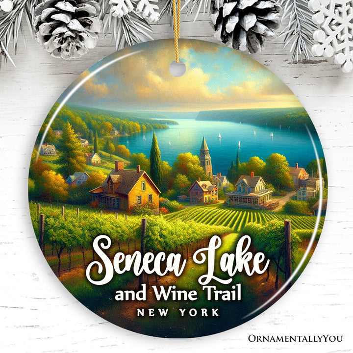 Charming Scenery of Finger Lakes New York Ornament, Seneca Lake and Wine Trail Christmas Gift and Travel Souvenir
