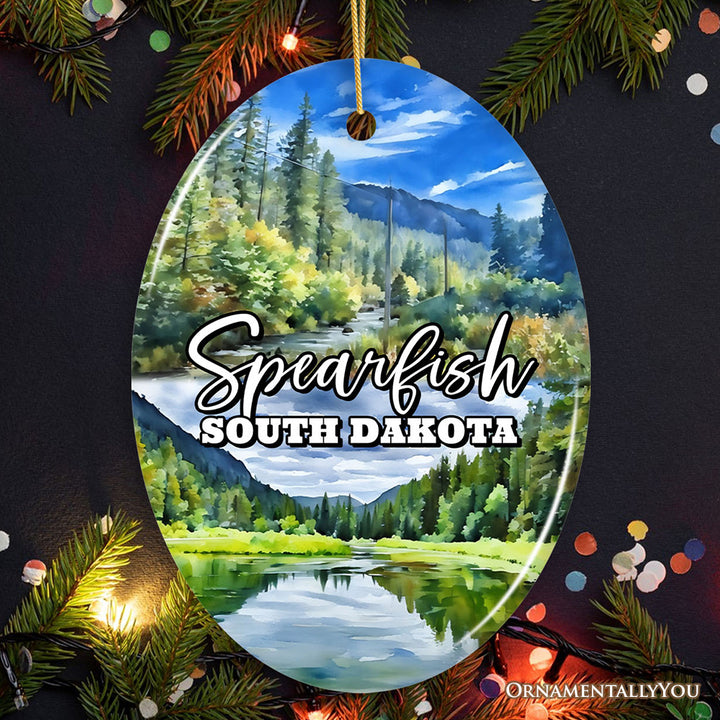 Charming Spearfish South Dakota Ornament, Black Hills Mountain Town Christmas Gift and Wildlife Adventure Souvenir