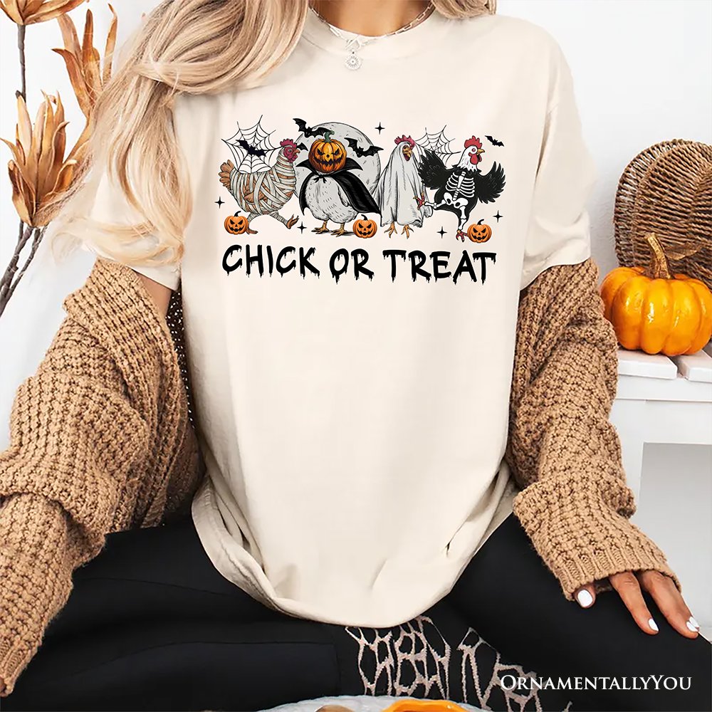 Chick or Treat Spooky T-Shirt, Halloween Chicken Tee for Country Life Enjoyers T-Shirts OrnamentallyYou 