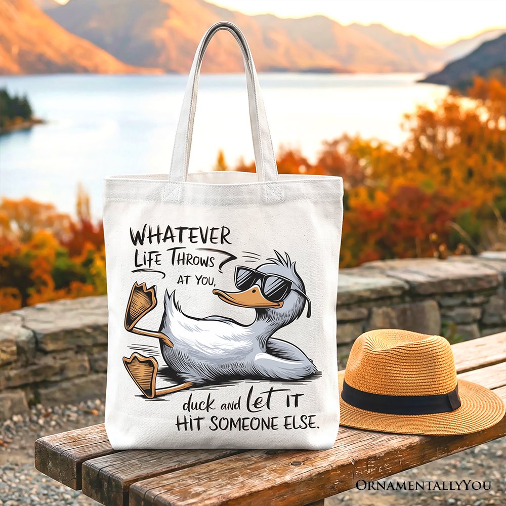 Chill Duck Life Quote Tote Bag, Sarcastic Gift Shopper for Cool People Tote Bag OrnamentallyYou White 