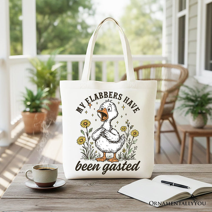 My Flabbers Have Been Gasted Goose Tote Bag, Gift Shopper for Humorous Women Tote Bag OrnamentallyYou White 