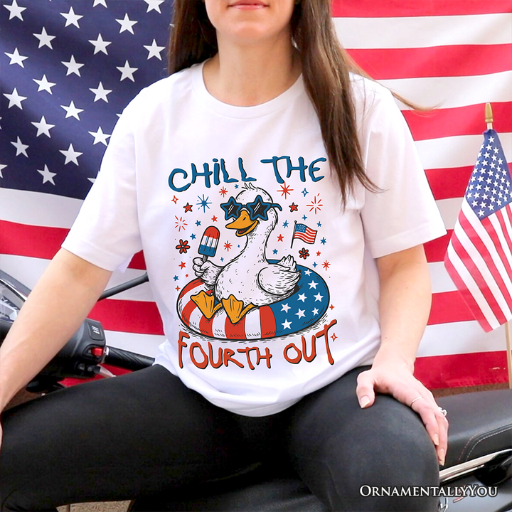 Chill The Fourth Out Goose T-Shirt, Funny Patriotic 4th of July Tee