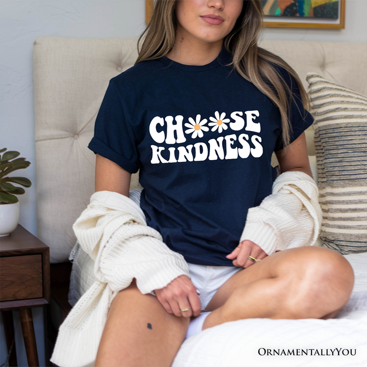 Choose Kindness Daisies T-Shirt, Retro Groovy Positive Quote Tee