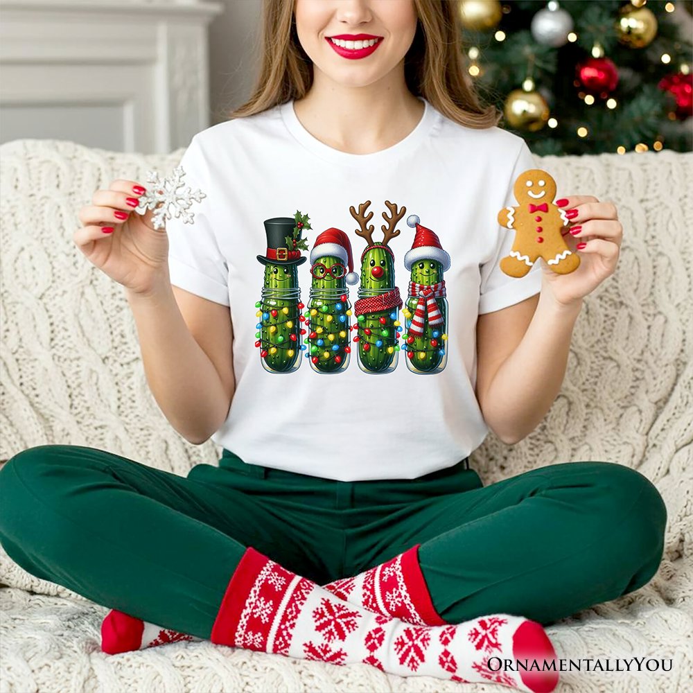 Christmas Pickles T-Shirt, Festive Holiday Cucumber Holiday Tee T-Shirts OrnamentallyYou 