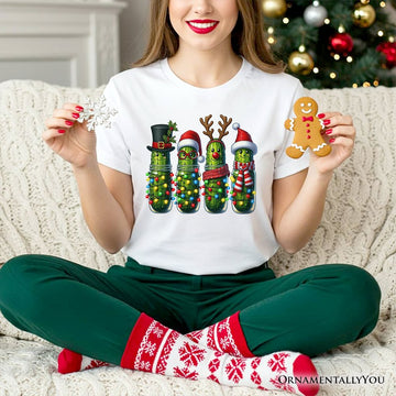 Christmas Pickles T-Shirt, Festive Holiday Cucumber Holiday Tee T-Shirts OrnamentallyYou 
