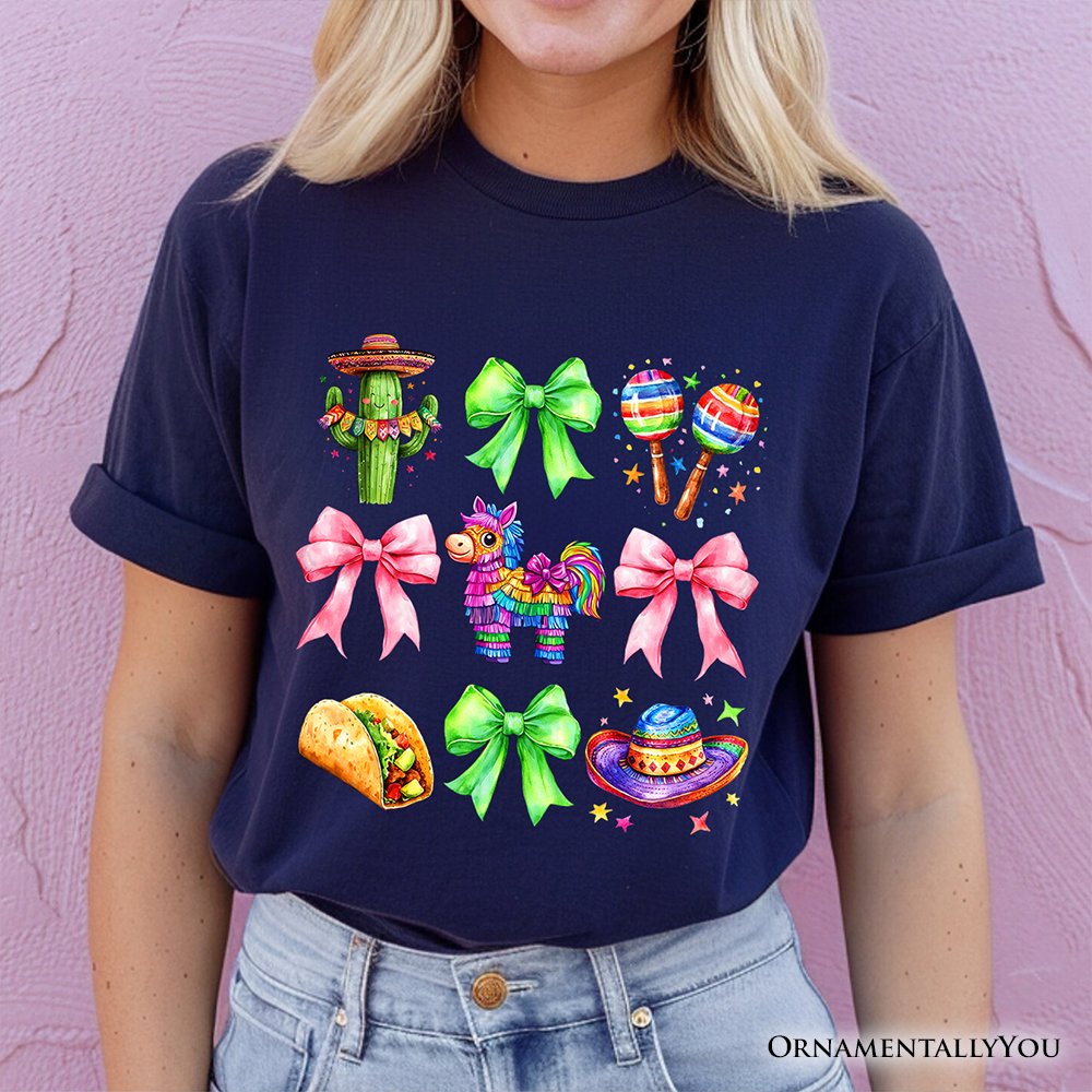 Cinco De Mayo Coquette Bow T-Shirt, Mexican Fiesta Maracas Tee T-Shirts OrnamentallyYou 