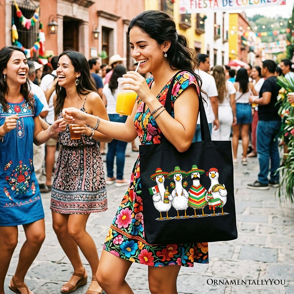 Cinco De Mayo Goose Mexican Tote Bag, Funny Fiesta Gift Shopper Tote Bag OrnamentallyYou 