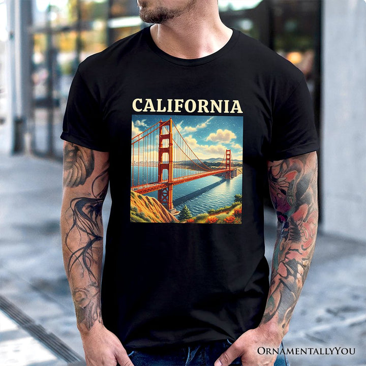Classic California State Golden Gate Bridge T-Shirt, San Francisco Bay Tee and Coastal Landmark Souvenir T-Shirts OrnamentallyYou 