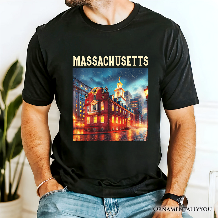Classic Massachusetts State Old State House T-Shirt, Colonial Landmark Tee and Boston Travel Keepsake Souvenir