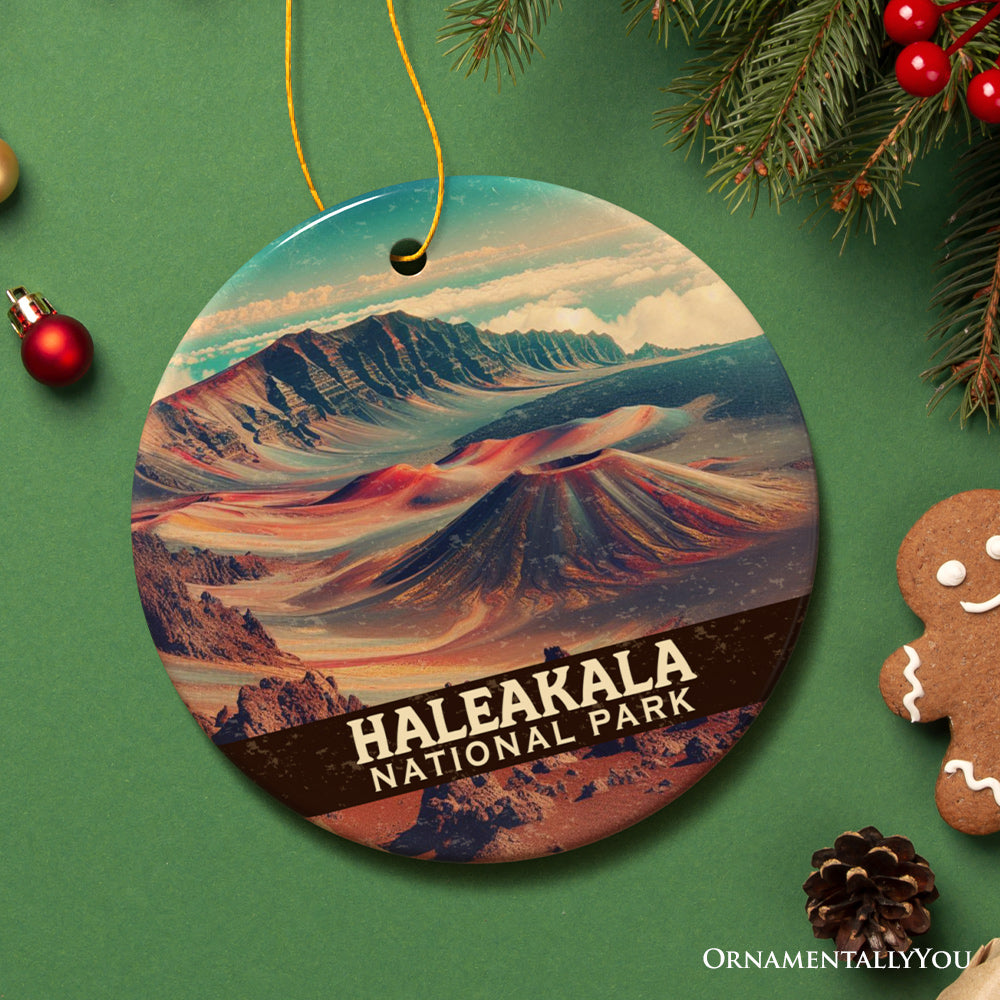 Colorful Haleakala National Park Ornament, Hawaii Volcanic Crater Landscape Christmas Gift and Island Adventure Keepsake
