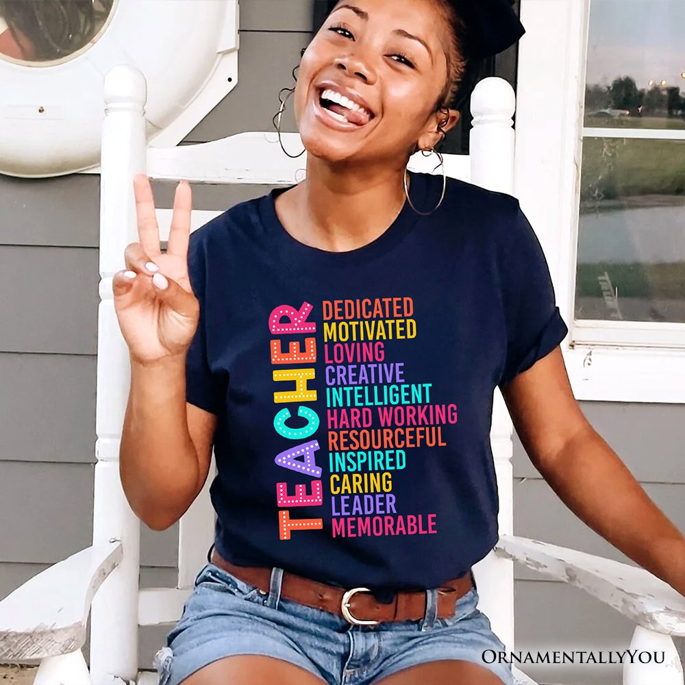 Colorful Teacher Acronym T-Shirt, Motivational Tee for Educators T-Shirts OrnamentallyYou 