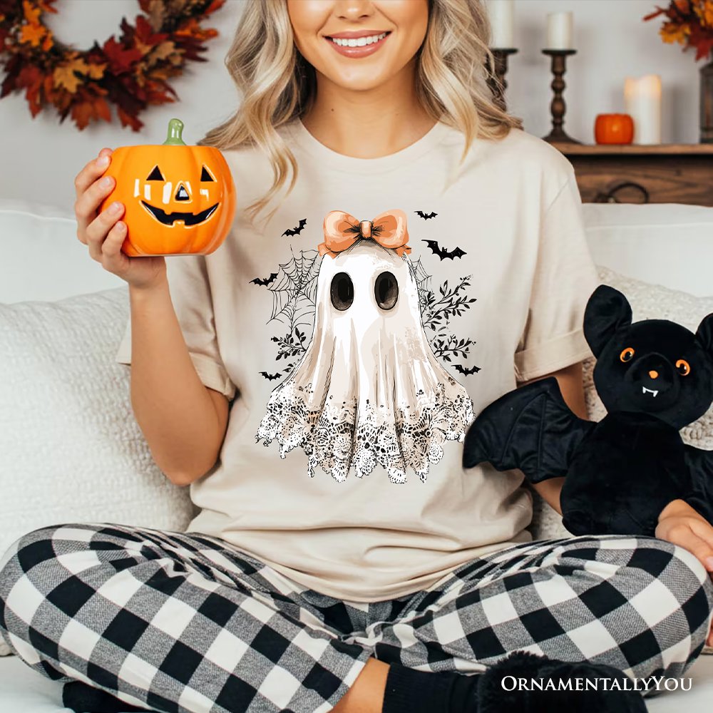 Coquette Ghost T-Shirt, Cute Halloween Tee for Girly Ghouls T-Shirts OrnamentallyYou 