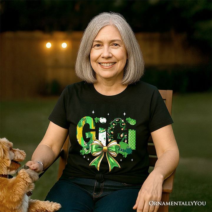 Coquette Gigi Bow St Patrick’s Day T-Shirt, Green Lucky Shamrock Clover Tee T-Shirts OrnamentallyYou 