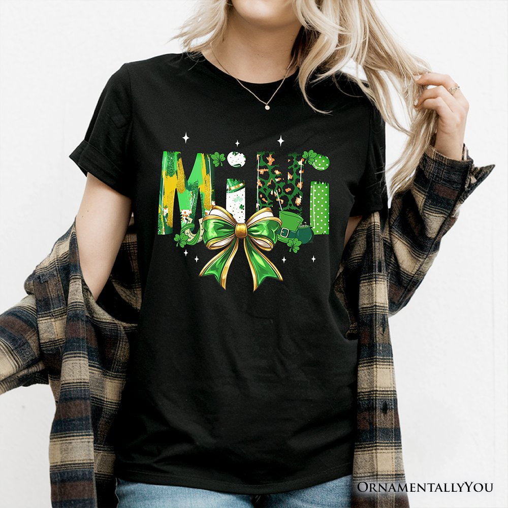 Coquette Mini Clover Bow St Patrick’s Day T-Shirt, Green Lucky Shamrock Clover Tee T-Shirts OrnamentallyYou 