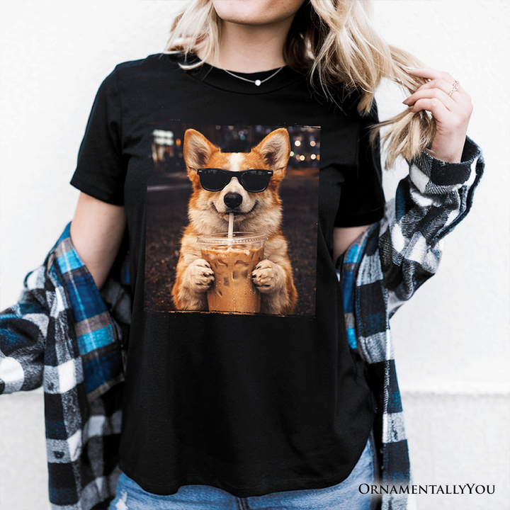 Corgi Shepherd Iced Coffee T-Shirt, Funny Dog Parents Tee