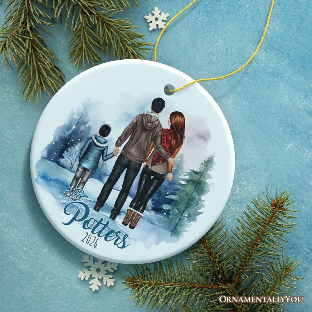 Couple with Children Custom Christmas Ornament, Family of Four Holiday Custom Keepsake Gift Ceramic Ornament OrnamentallyYou Circle 