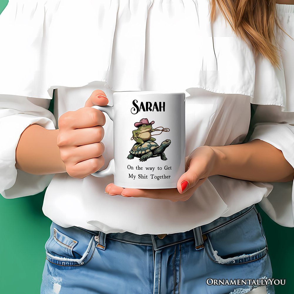 Cowboy Frog And Turtle Personalized Mug, Sarcastic Quote Gift With Custom Name Personalized Ceramic Mug OrnamentallyYou 