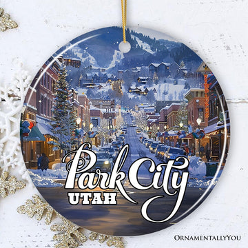 Culturally Artistic Park City Ceramic Ornament, Utah Picturesque Mountain Town Christmas Souvenir Ceramic Ornament OrnamentallyYou Circle Version 1 