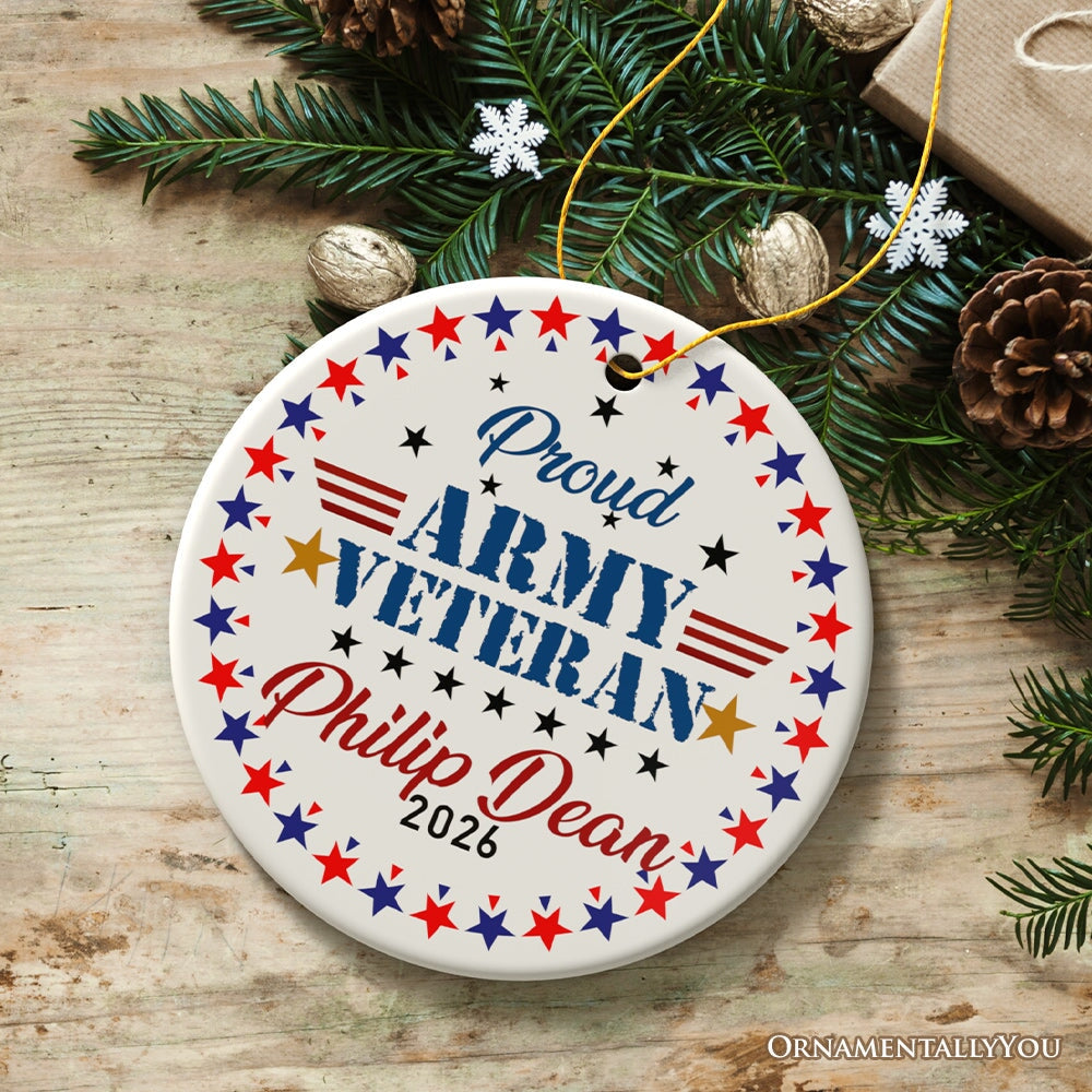 Custom Army Veteran Name and Date Ornament, Military Appreciation Gift Ceramic Ornament OrnamentallyYou 