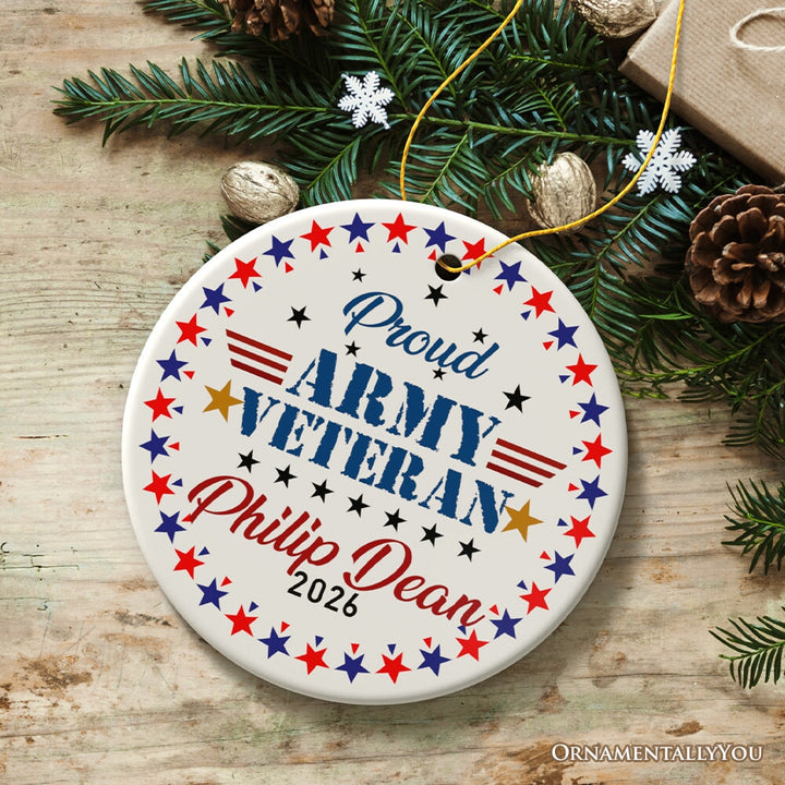 Custom Army Veteran Name and Date Ornament, Military Appreciation Gift Ceramic Ornament OrnamentallyYou 