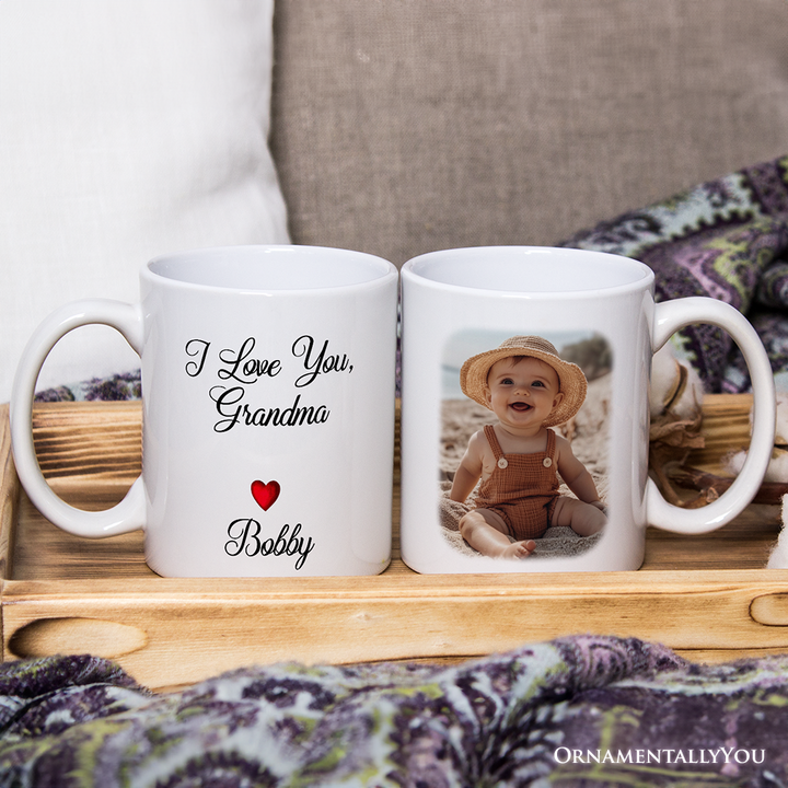 Custom Photo Mug For Grandmother Personalized Mug, I Love You Grandma Gift With Custom Name