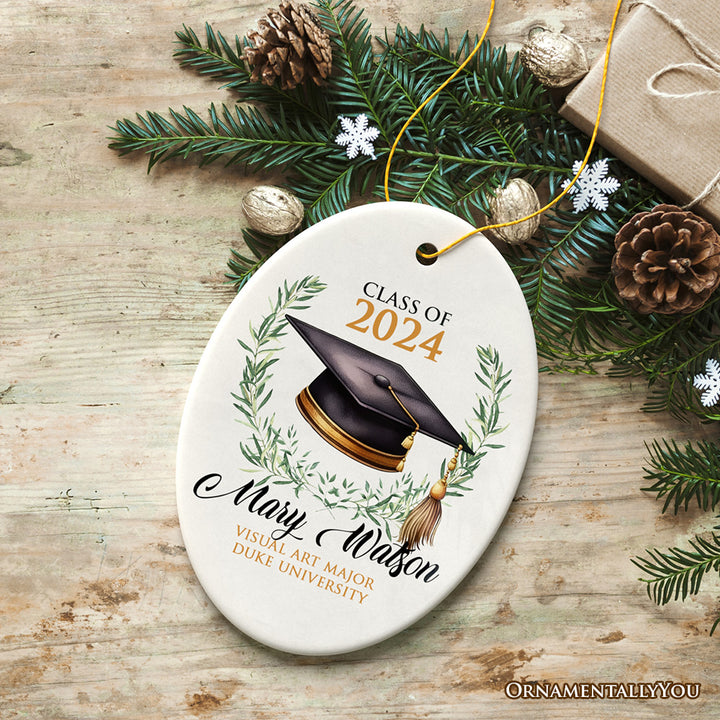 Customized Student Name and Graduation Cap Ornament, University School Graduate Gift