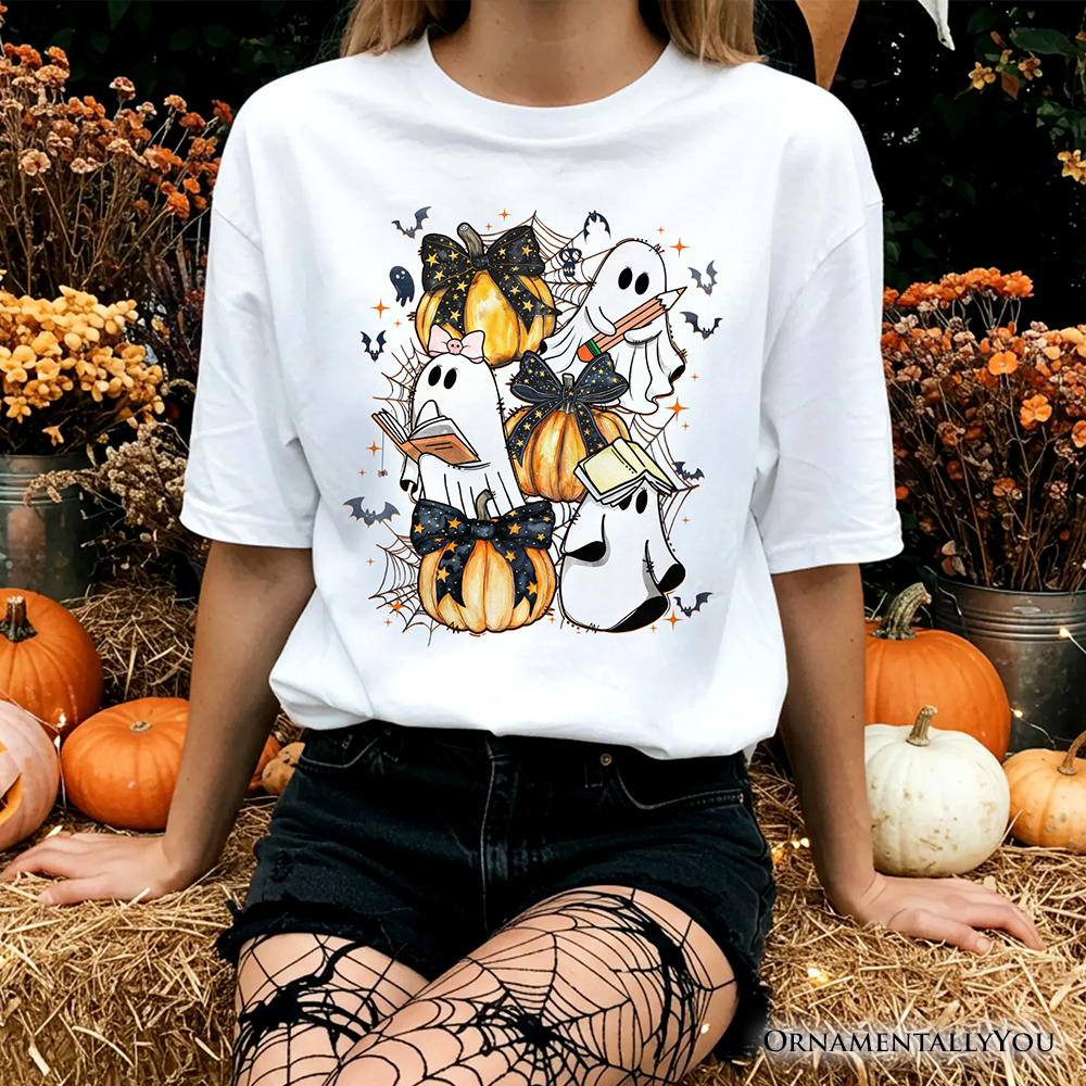 Cute Ghost Teacher Halloween T-Shirt, Retro Boo Spooky School Tee