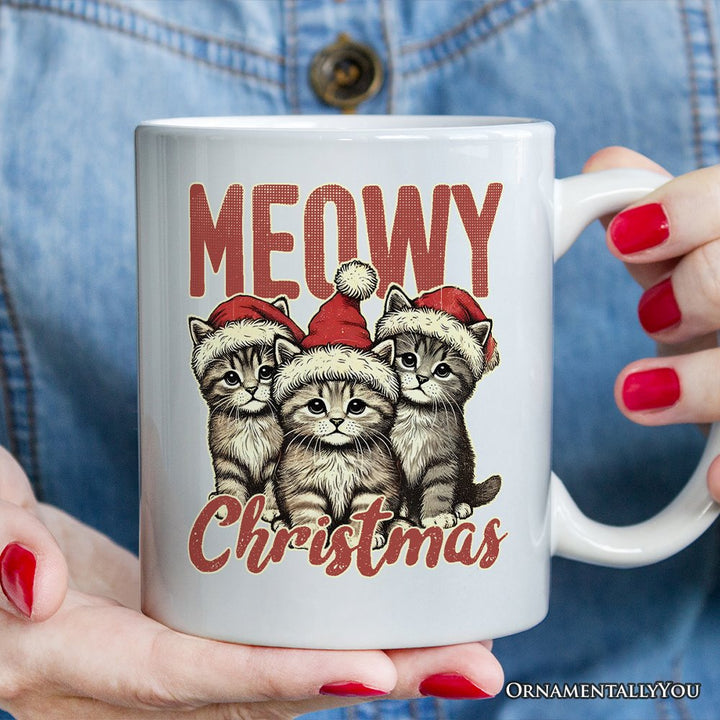 Cute Meowy Christmas Personalized Mug, Baby Cat Lover Gift with Custom Name Personalized Ceramic Mug OrnamentallyYou 12oz Mug Non-Custom 