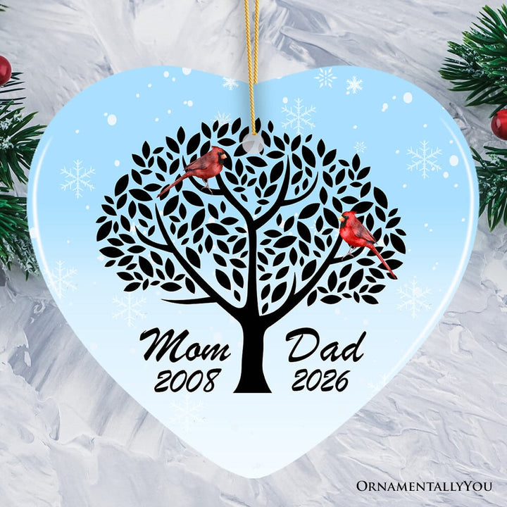 Dad and Mom Cardinals in The Tree Personalized Ornament Ceramic Ornament OrnamentallyYou Heart 