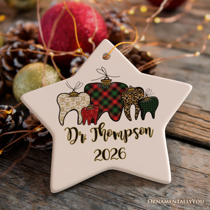 Dentist Buffalo Plaid  Personalized Christmas Ornament, Funny Dental Student Gift
