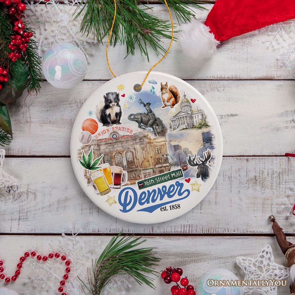 Denver Colorado Artistic Ceramic Ornament, Souvenir and Christmas Decoration Keepsake Ceramic Ornament OrnamentallyYou 