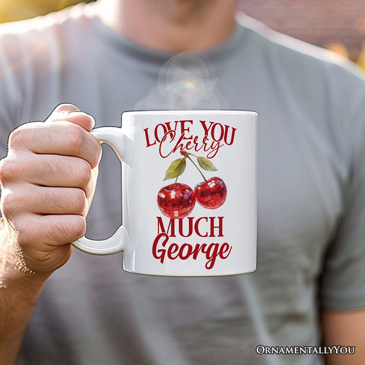 Disco Cherry Love You Cherry Much Personalized Mug, Aesthetic Gift With Custom Name Personalized Ceramic Mug OrnamentallyYou 