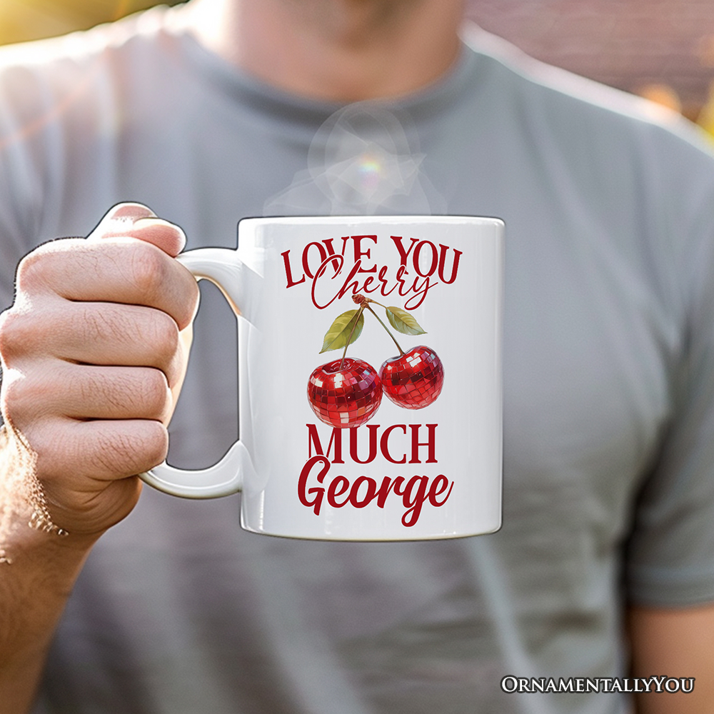 Disco Cherry Love You Cherry Much Personalized Mug, Aesthetic Gift With Custom Name