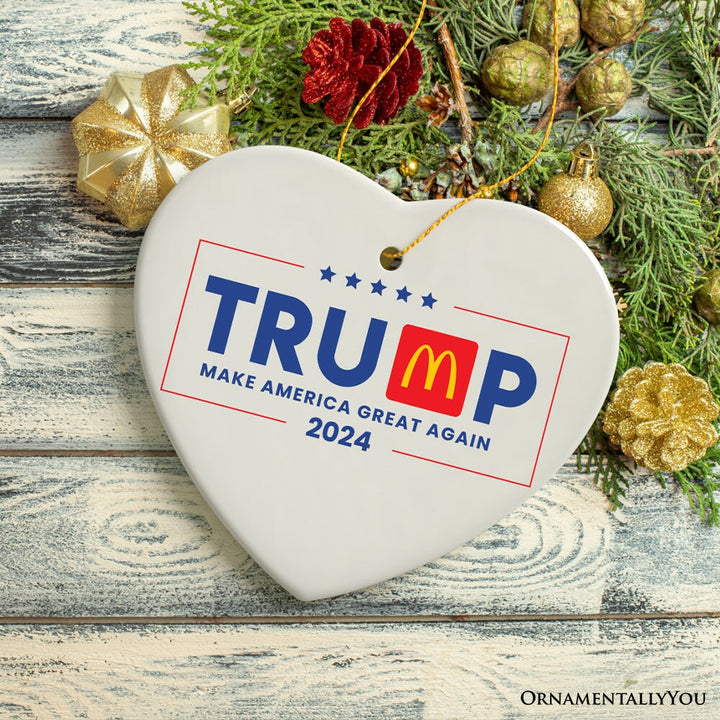 Donald Trump MAGA Golden Arches Ornament, 2024 Election Keepsake Gift Ceramic Ornament OrnamentallyYou 