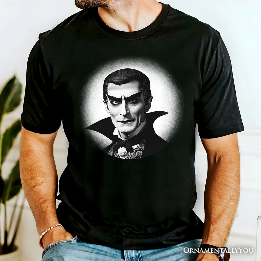 Dracula Spooky Portrait T-Shirt, Horror Villain Theme Halloween Tee T-Shirts OrnamentallyYou 