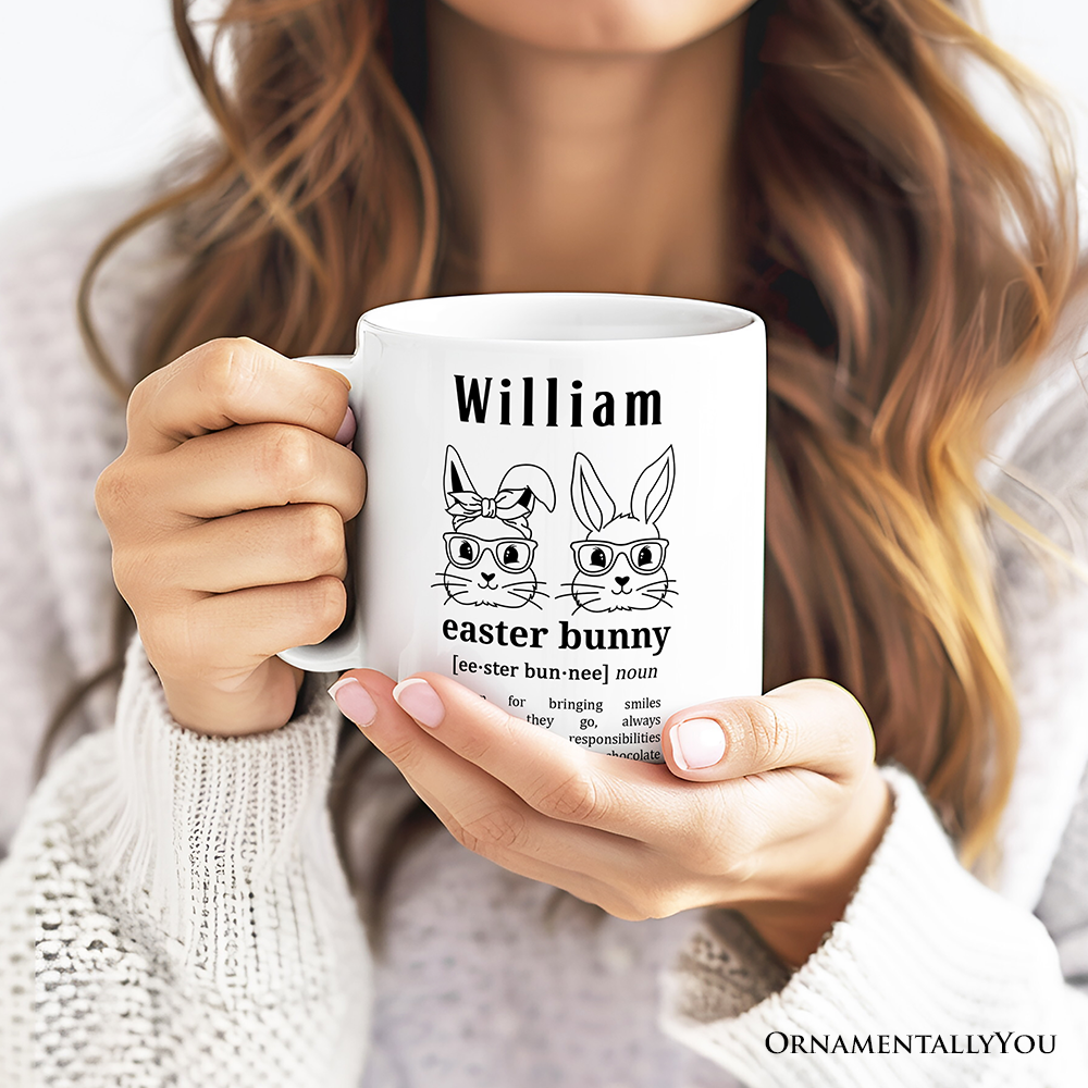 Easter Bunny Definition Personalized Mug, Funny Spring Gift With Custom Name