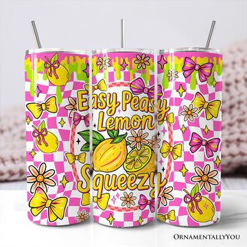Easy Peasy Lemon Squeezy 20oz Personalized Tumbler With Lid and Stainless Steel Straw, Coquette Summer Fruit Gift Cup Tumbler OrnamentallyYou Non-Customized 
