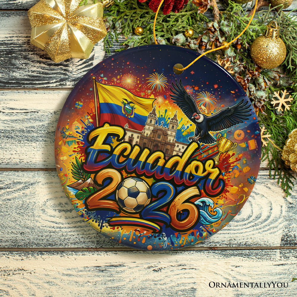 Ecuador 2026 Soccer Cup Global Championship Ornament, Fans Football Gift and Tree Decor