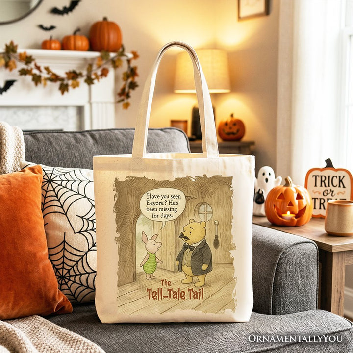 Edgar Allan Winnie-the-Pooh Tote Bag, 1926 A.A. Milne Vintage Halloween Mystery Tale Gift Shopper Tote Bag OrnamentallyYou Beige 