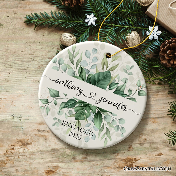Elegant Personalized Wedding Ornament, Married or Engaged Couple Gift Ceramic Ornament OrnamentallyYou 
