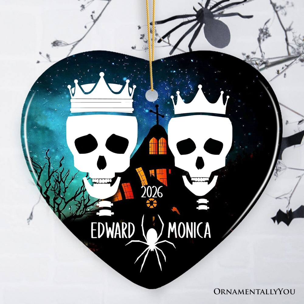 Eternal Love Personalized Couples Skulls Halloween Ornament Ceramic Ornament OrnamentallyYou 