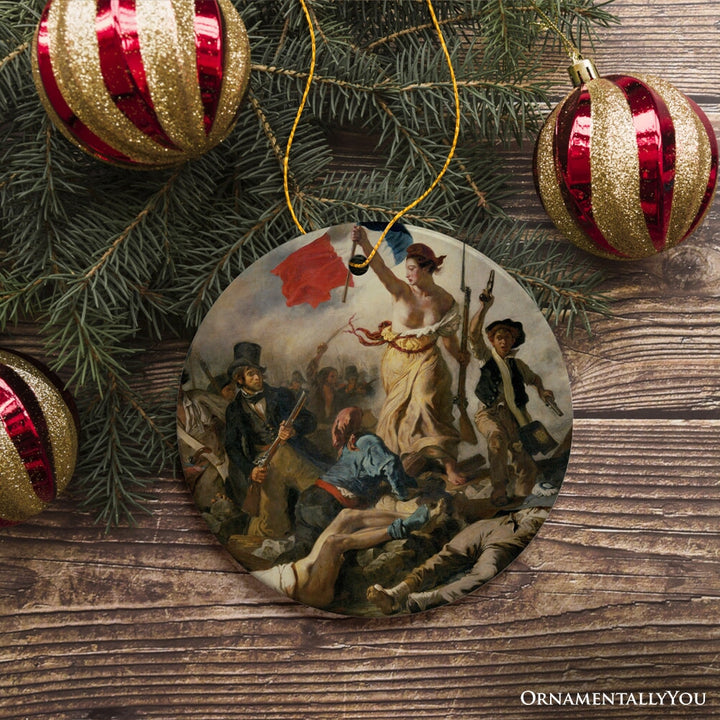 Eugene Delacroix the Liberty Leading the People Ornament, Famous Painting Christmas Decoration Souvenir Ceramic Ornament OrnamentallyYou 