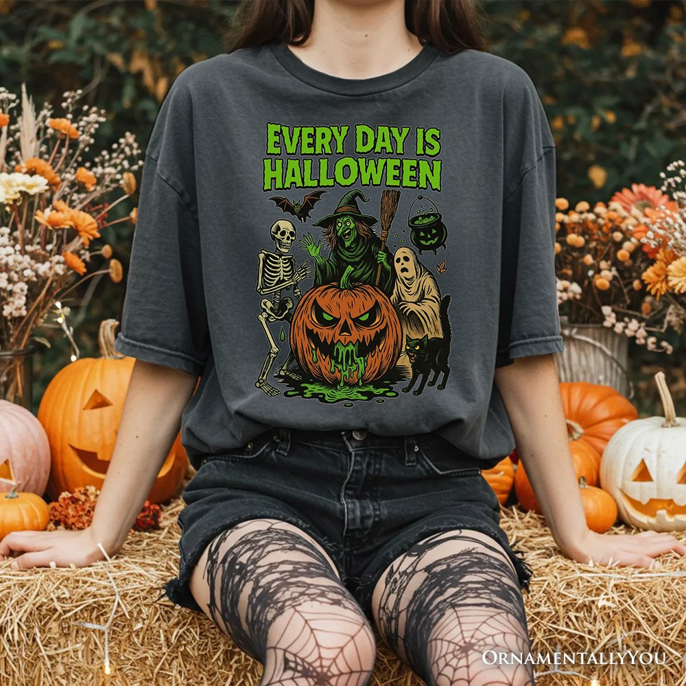 Every Day Is Halloween T-Shirt, Vintage Pumpkin Witch Spooky Tee for Eternal Spook Enthusiasts T-Shirts OrnamentallyYou 