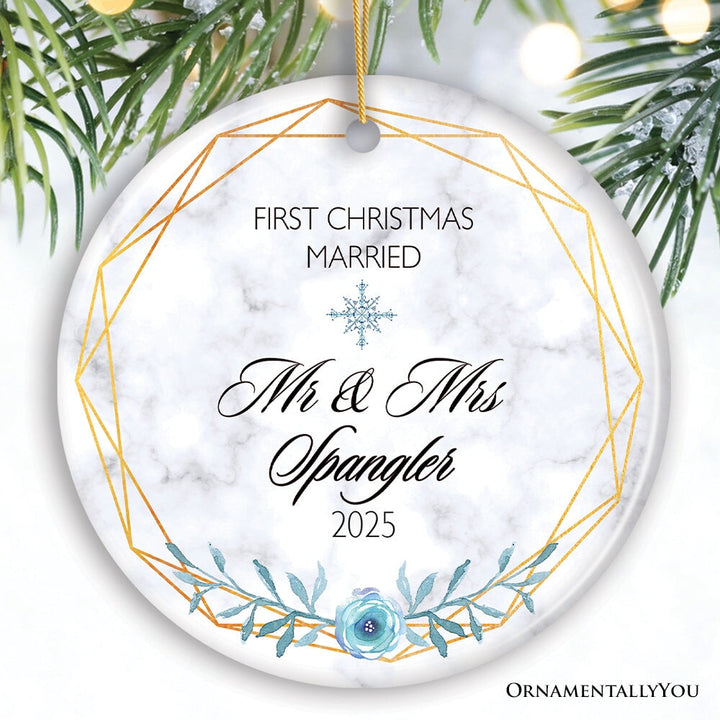 First Christmas Married Personalized Ornament Ceramic Ornament OrnamentallyYou 