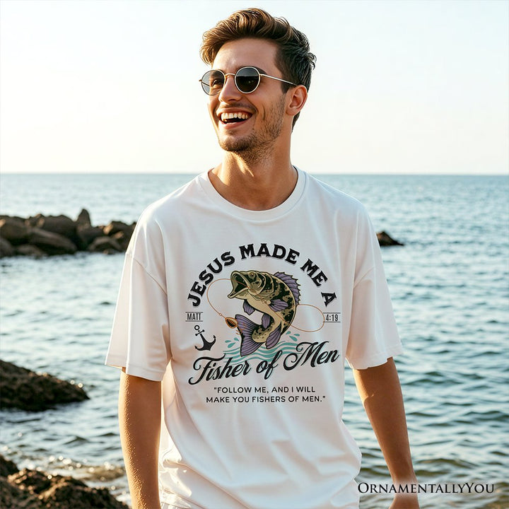 Fisher of Men Christian T-Shirt, Matthew 4:19 Bible Verse Fisherman Tee T-Shirts OrnamentallyYou 