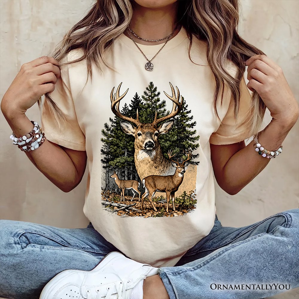 Forest Deers Vintage Grunge T-Shirt, Retro Hunter Tee T-Shirts OrnamentallyYou 